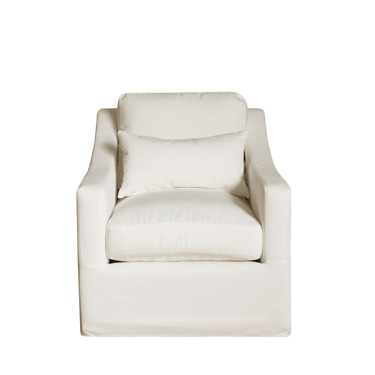 Oka Bernard Performance Linen Swivel Armchair - Pure White