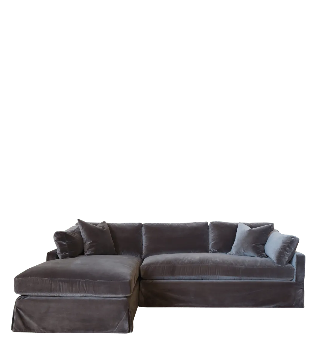 Bernard Velvet Right Arm Corner Sofa Charcoal