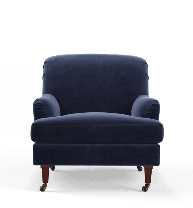 Coleridge Armchair with Velvet Fixed Cover - Sapphire