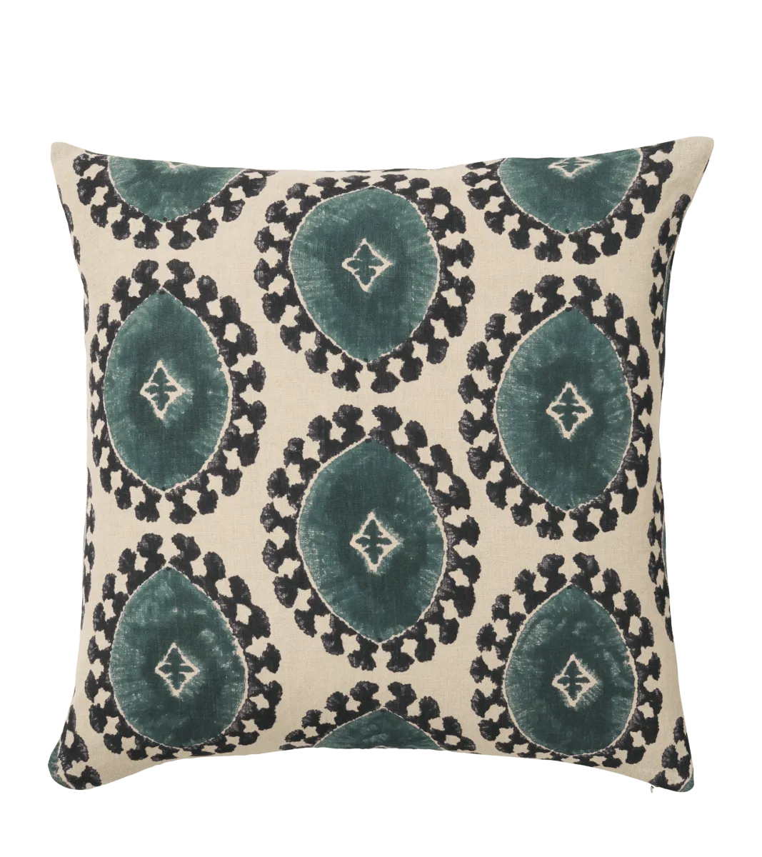 Contorno Large Linen Cushion Cover Blue OKA