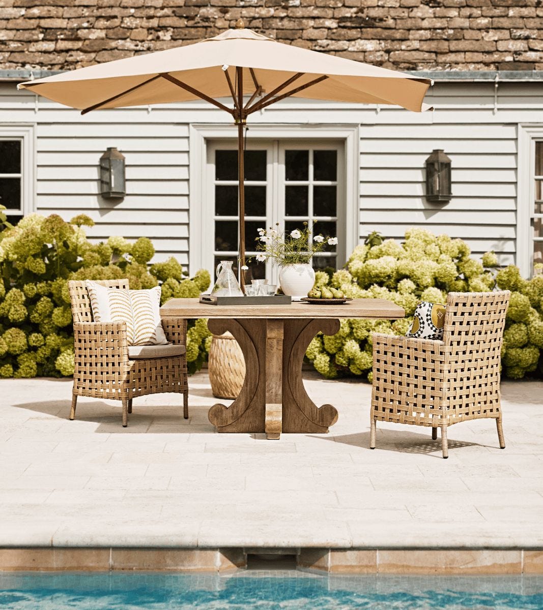 OKA, Coradew Side Table/Parasol Holder - Beach, Garden Tables, Wood