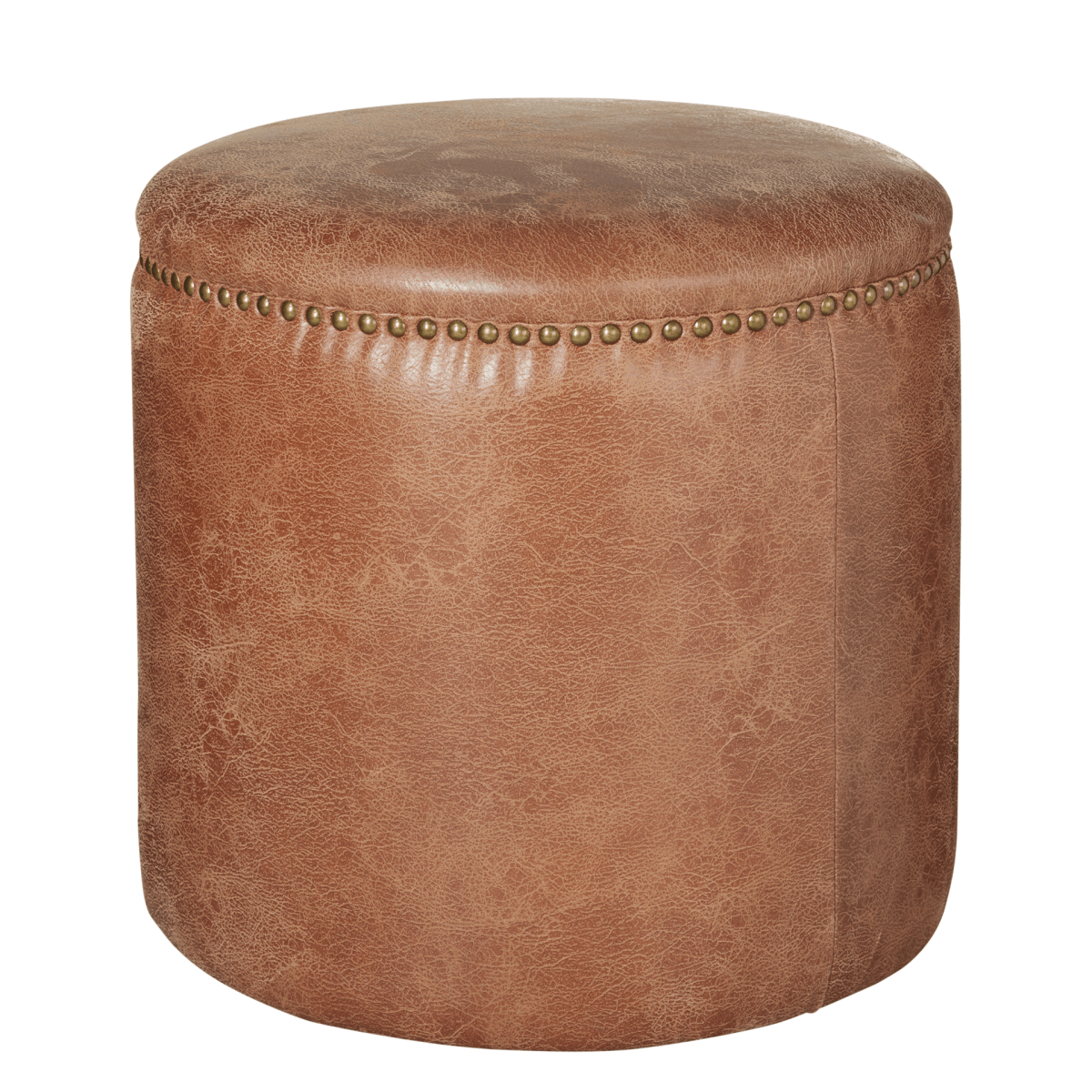 Costellini Leather Ottoman - Aged Tobacco