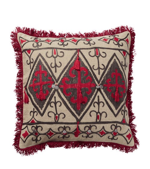 Cruzata Pillow Cover - Red/Gray