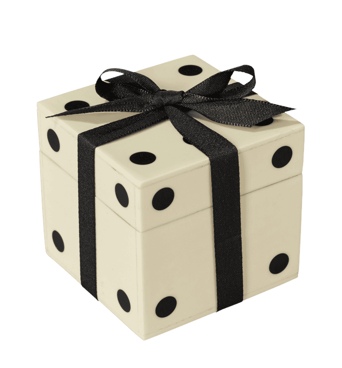 Dice Box and Six Dice - White