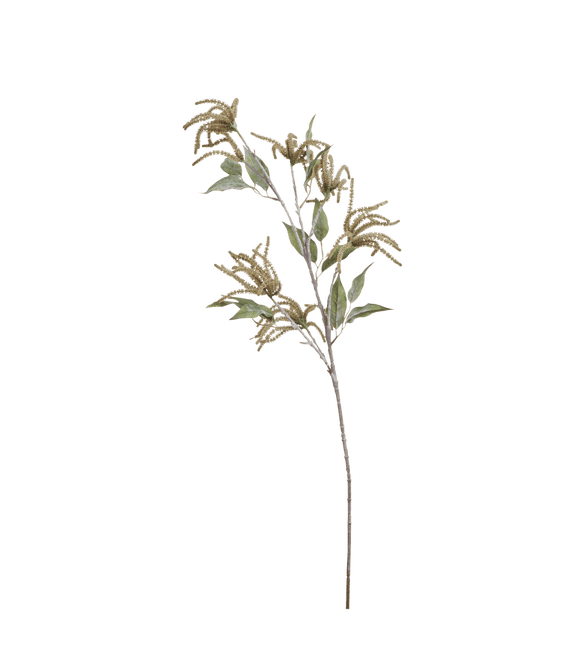 Faux Catkin with leaves Stem -Green