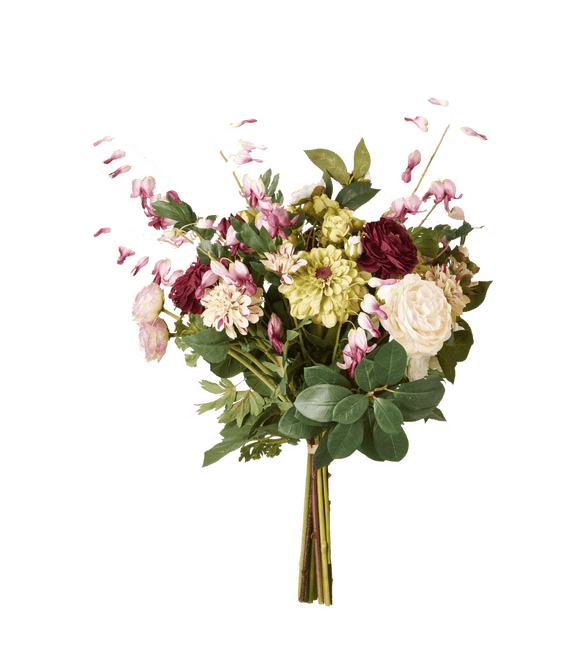 Faux Dahlia, Dicentra, Ranunculus & Rose Bunch - Multi