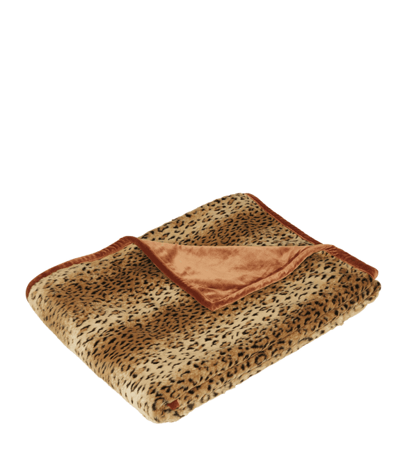Faux Fur Throw - Cheetah/Rust
