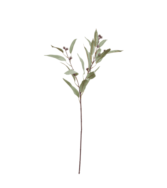 Faux Gumnut Eucalyptus Stem - Pale Green