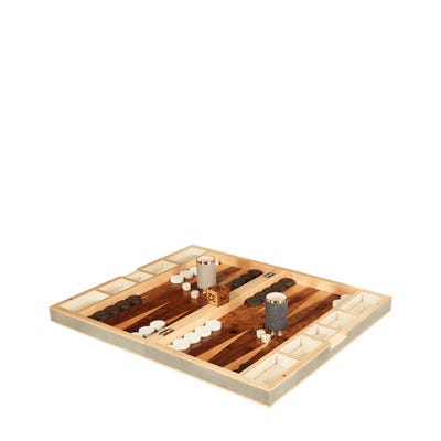 Faux Shagreen Backgammon Set - Taupe