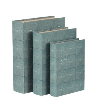 Faux Shagreen Box Files, Set of 3 - Turquoise