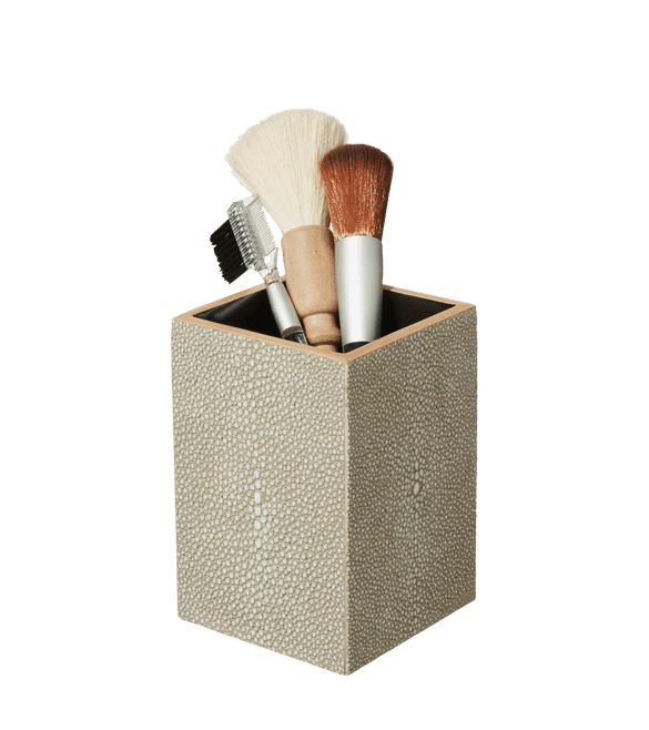 Faux Shagreen Brush Holder - Taupe