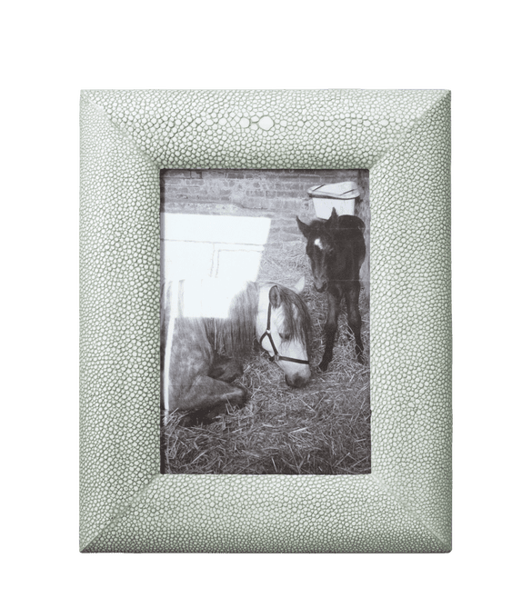 Faux Shagreen Curved Frame, Small - Pale Celadon