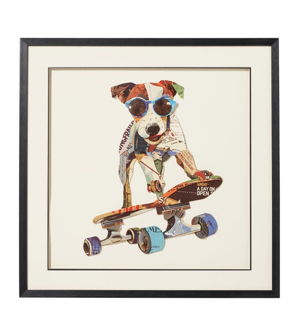 Framed Skateboarding Jasper Hound Print - Multi