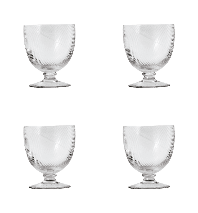 Set of Four Small Twisted Wine Glasses
