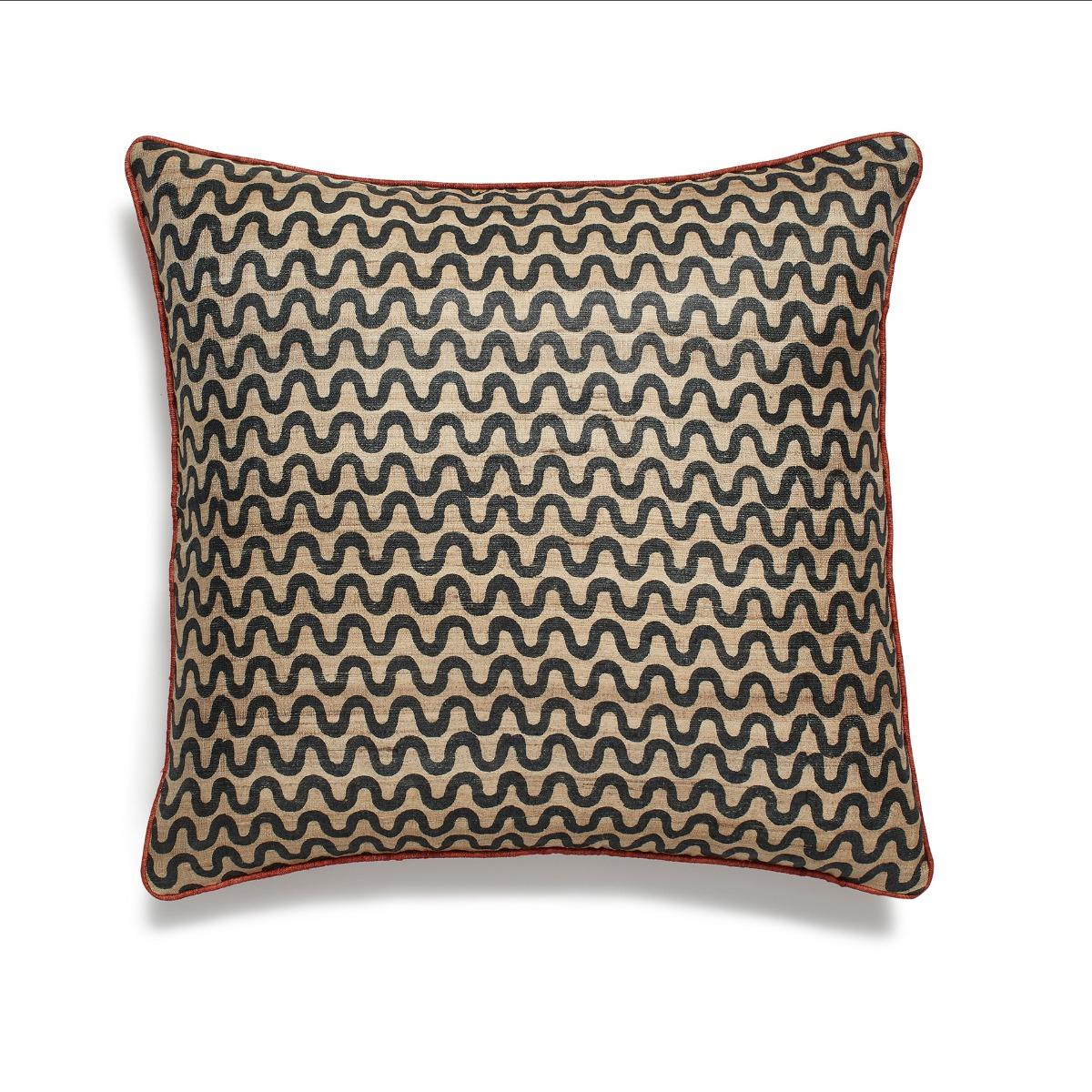 Grassetto Waves Cushion Cover - Indigo/Persimmon