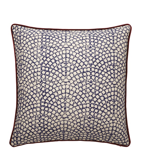 Guilloche Cushion Cover, Large - Blue