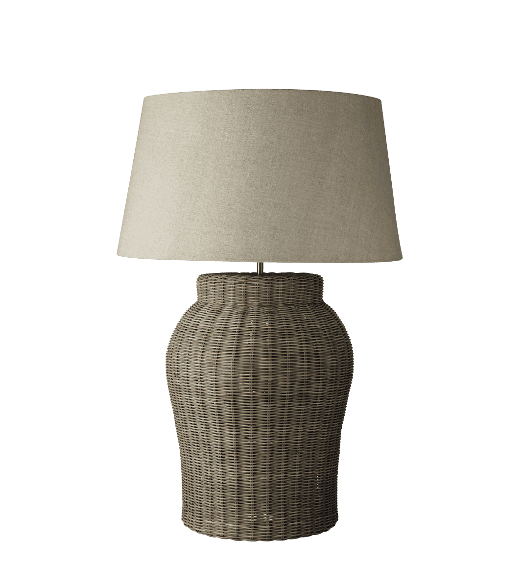 Large Tanjore Rattan Table Lamp Grey
