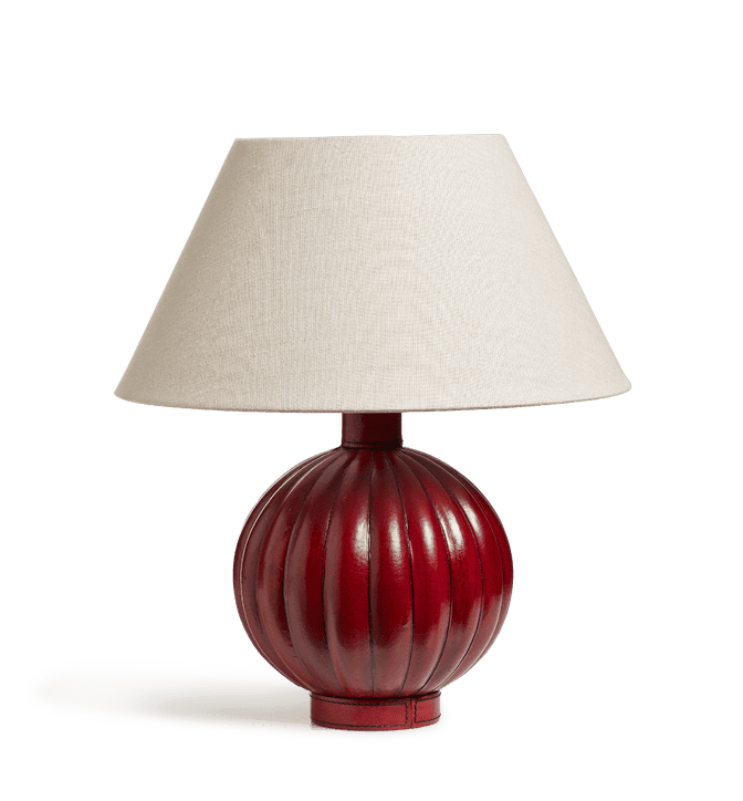 Karaffel Leather Table Lamp - Brushed Red