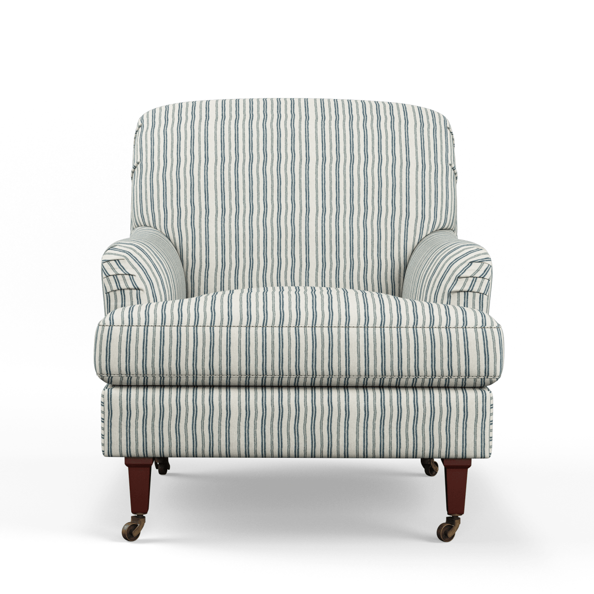 Oka Large Coleridge Armchair With Fixed Cover - Perfect Navy Ticking Stripe