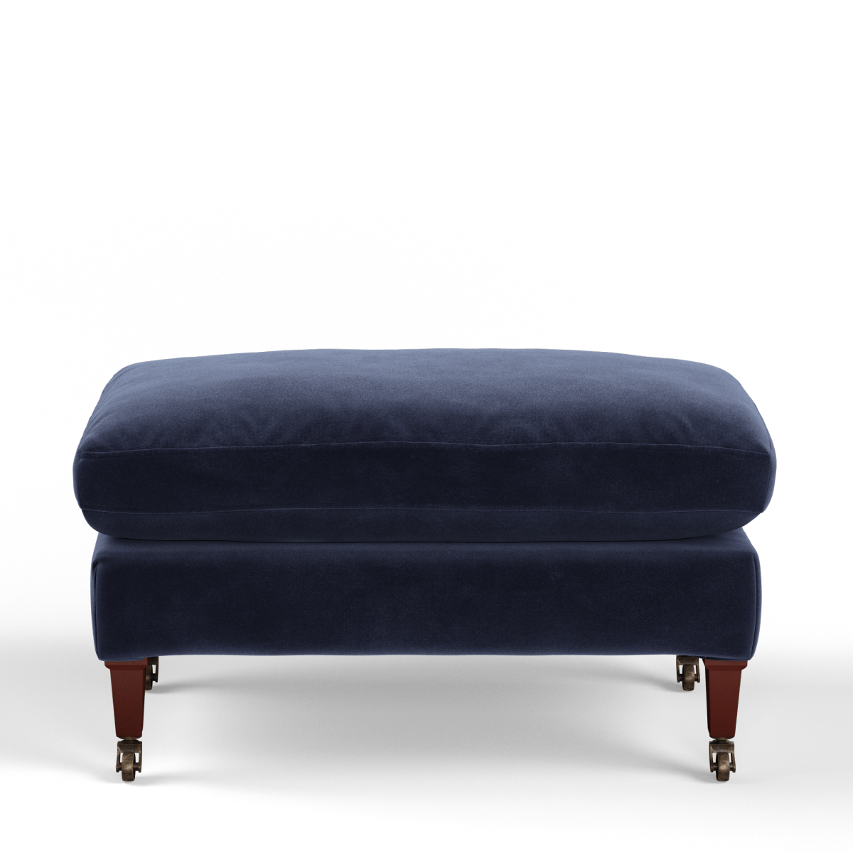 Oka Large Coleridge Footstool With Velvet Fixed Cover - Sapphire In Blue
