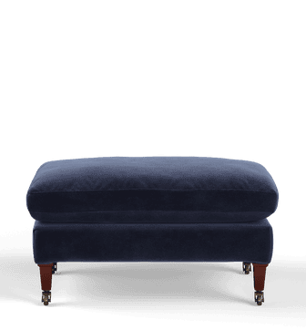 Large Coleridge Footstool with Fixed Velvet Cover - Sapphire
