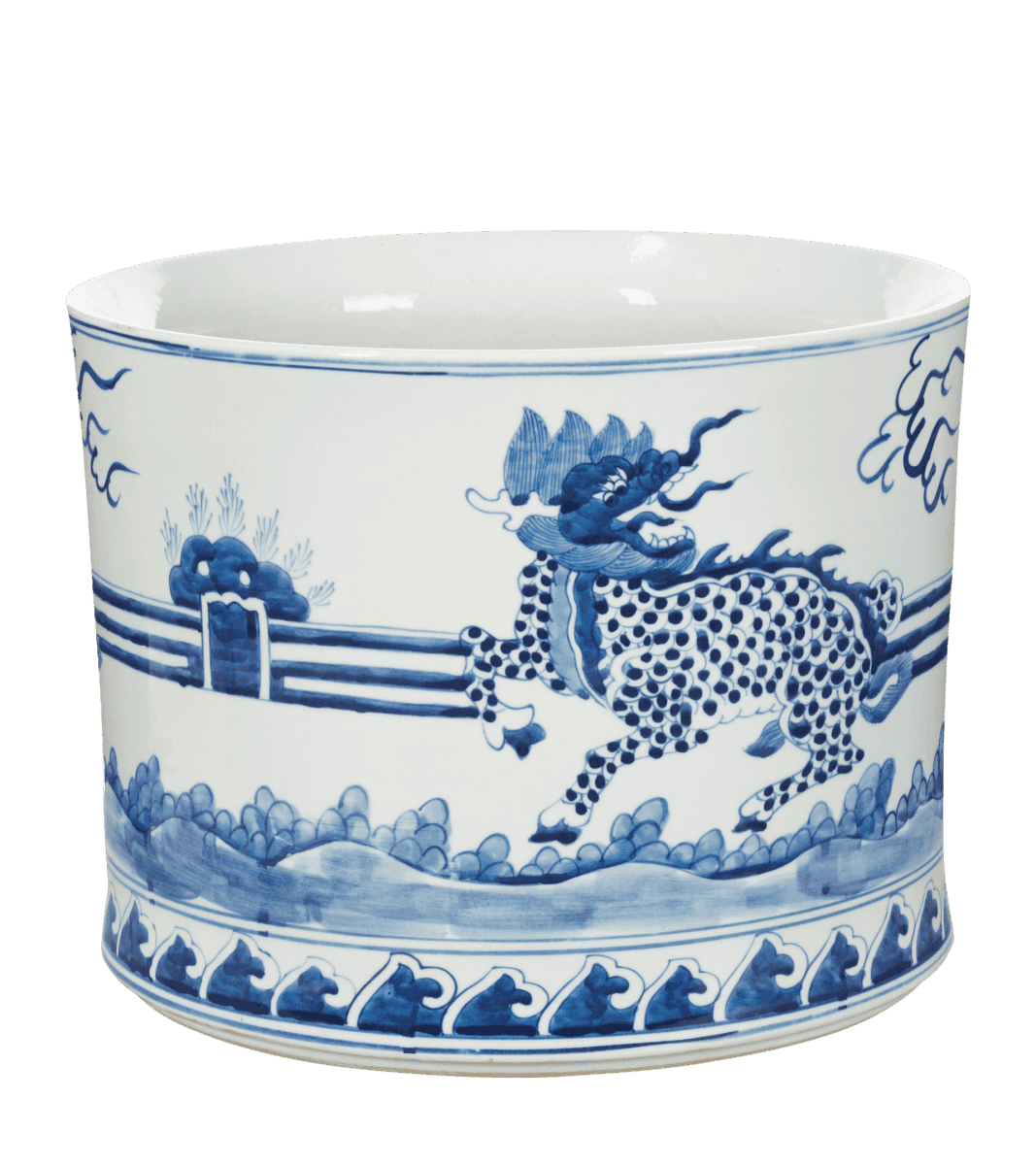 Blue & White Ceramic Planter, Large