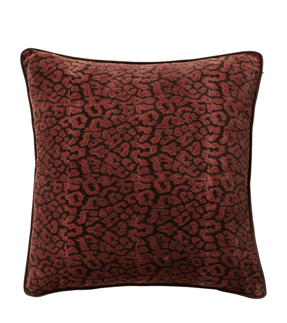 Leopard Print Cushion Cover - Blood Orange/Mocha