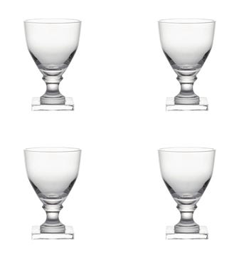 Set of Four Large Square-Based Crystal Glasses - Clear
