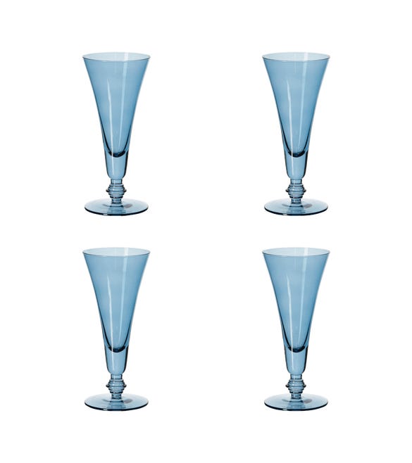 Set of Four Tall Elne Champagne Flutes - Sapphire