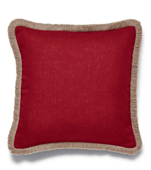 Lilias Linen Cushion Cover - Crimson