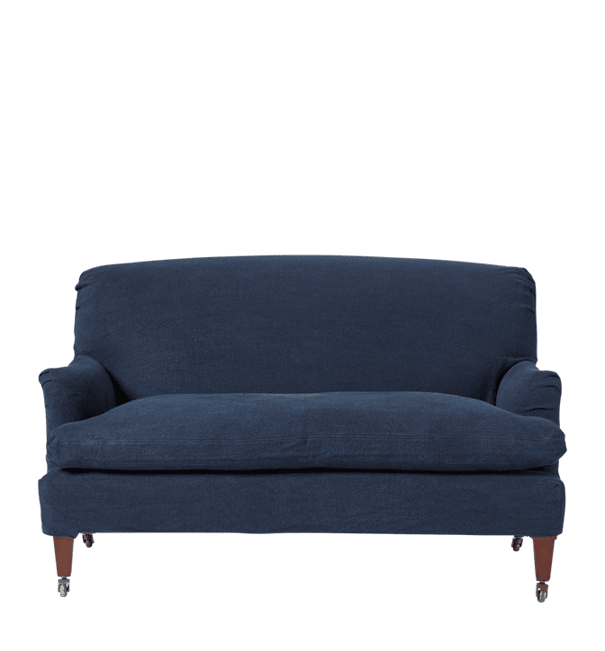 Linen Loose Cover for Coleridge 2-Seater Sofa - Pure Navy