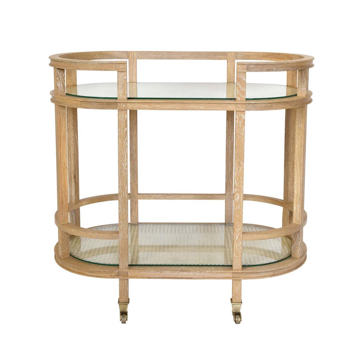 Oka Martinique Bar Cart - Weathered Oak In Gold