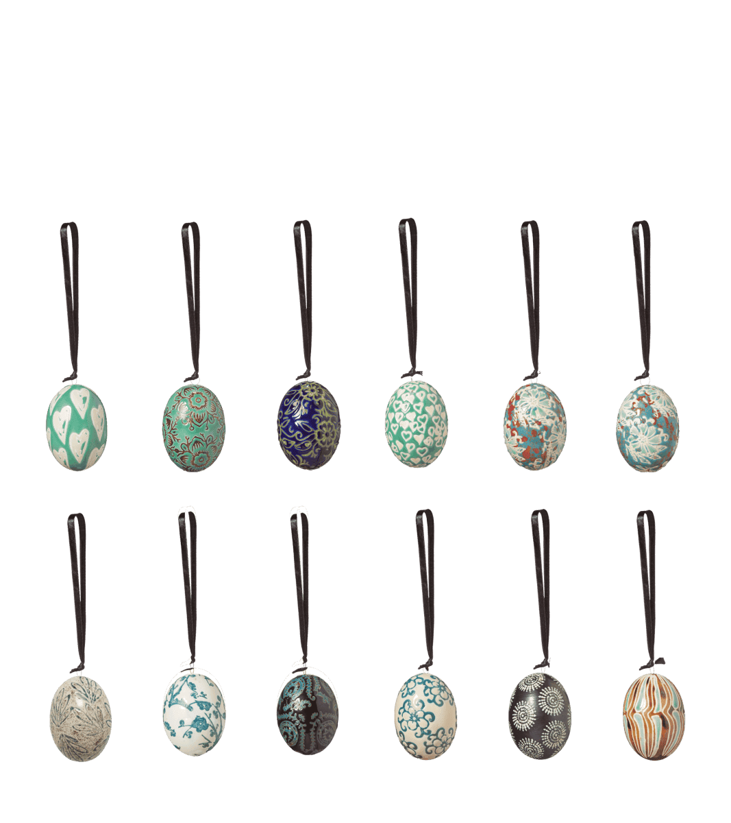 Ostara Ceramic Egg Decorations Set of Twelve Ceramic Blue One