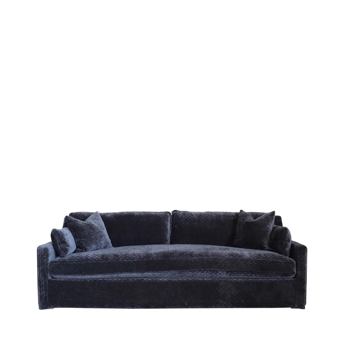 Oka Otis 8' Velvet Sofa - Charcoal In Blue
