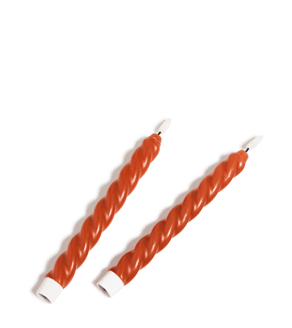 Pair of Spiral Tapered LED Candles - Dirty Orange