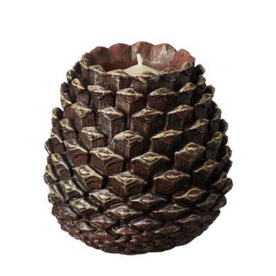 Pinecone Candle Holder - Brown
