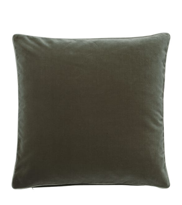 Plain Velvet Cushion Cover, Large - Grey Green