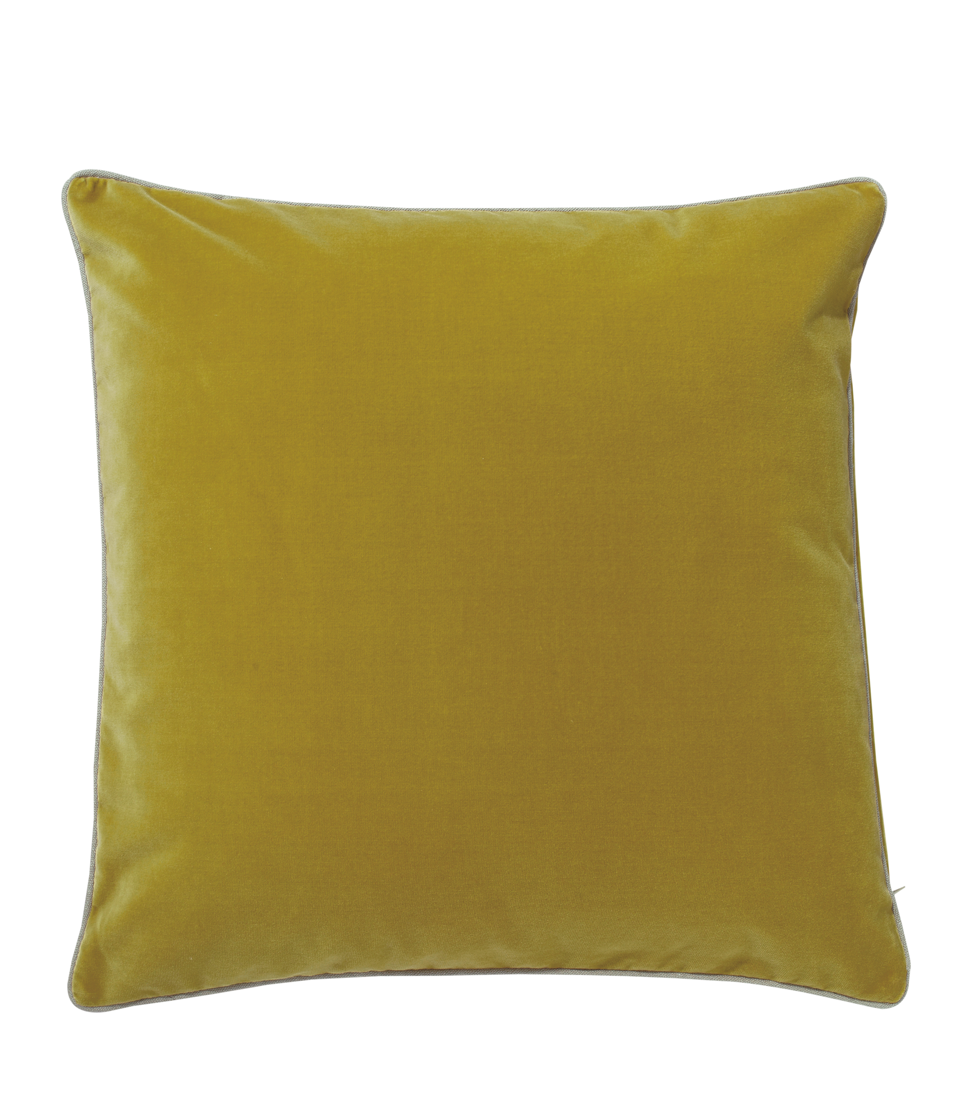 large solid yellow velvet decorative throw pillow with piping handmade usa 