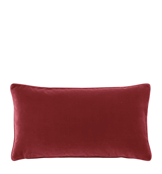 Plain Velvet Cushion Cover, Rectangular - Blood Orange