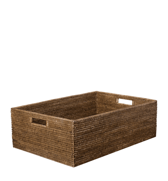 Large Rattan Delta Storage Box - Brown