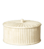 Round Bone Box With Lid - Ivory White