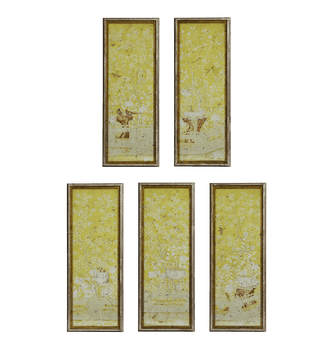Set of Five Sakura Wall Art Panels - Distressed Ochre