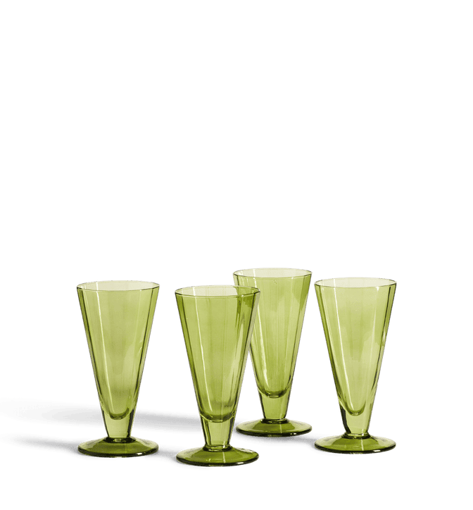 Set of Four Fitzgerald Champagne Flutes - Lime  