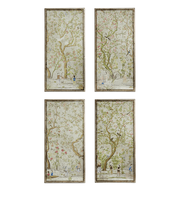 Set of Four Hokkaido Wall Art Panels - Distressed Green