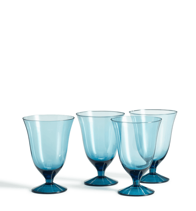 Set of Four Lavaux Goblets - Sapphire