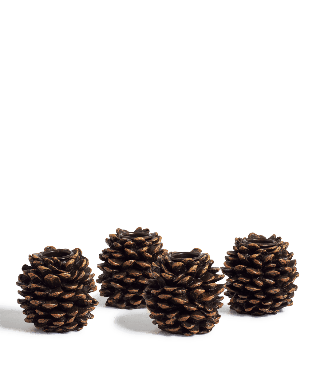 Gold Resin Pine Cone Taper Candle Holders Set of 3