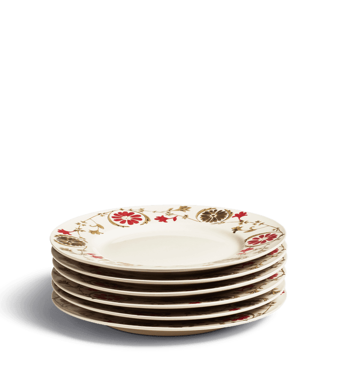 Set of Six Sheki Dinner Plates - Olive 