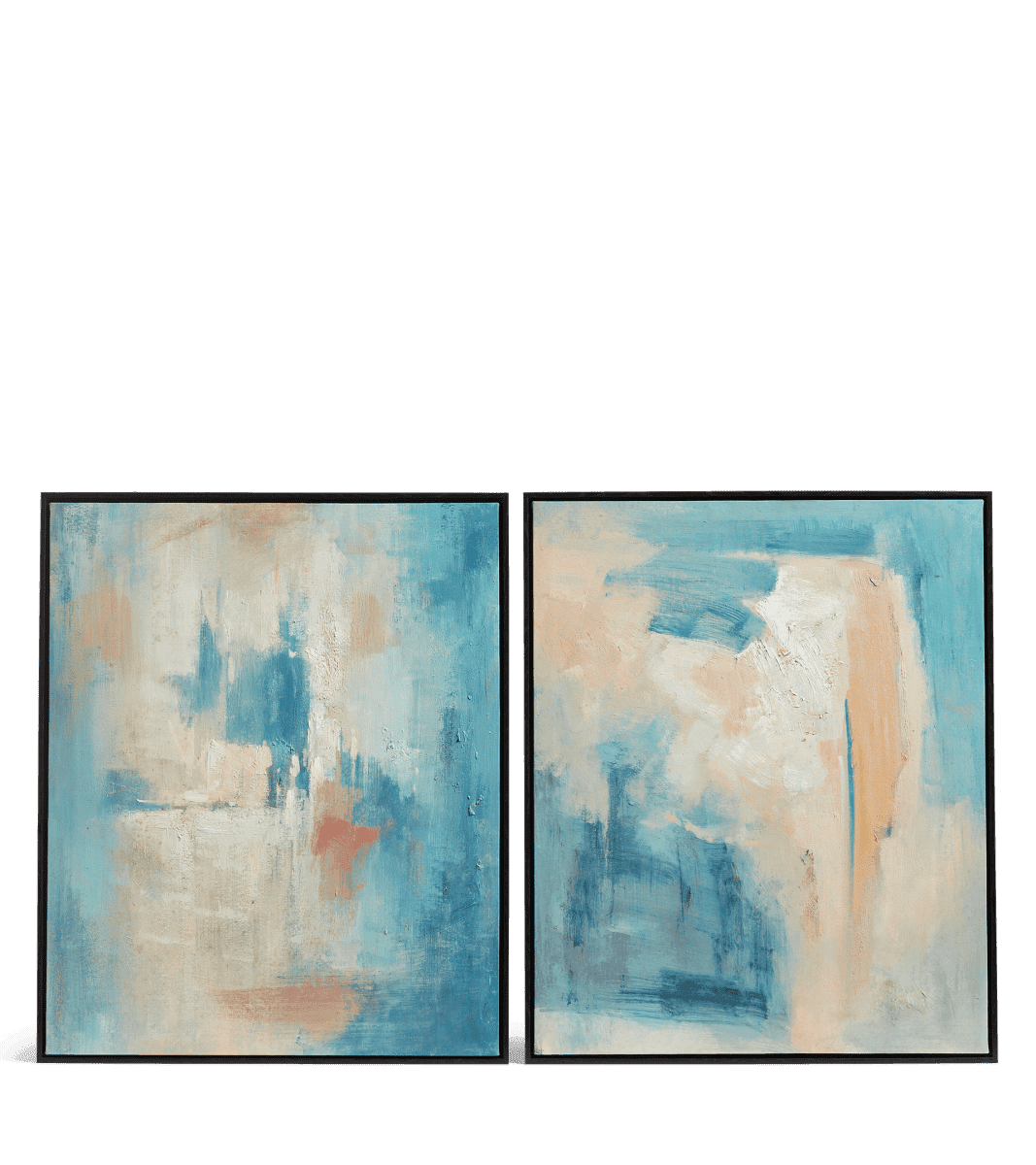 Set of Two Orageux Oil Paintings - Blue/Multi