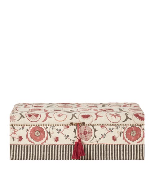 Sheki Upholstered Ottoman - Charcoal / Venetian Red