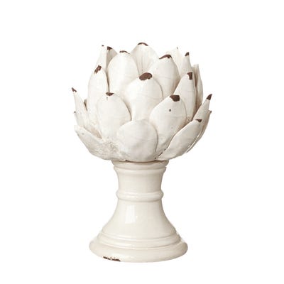 Small Cardoon Candle Holder - White